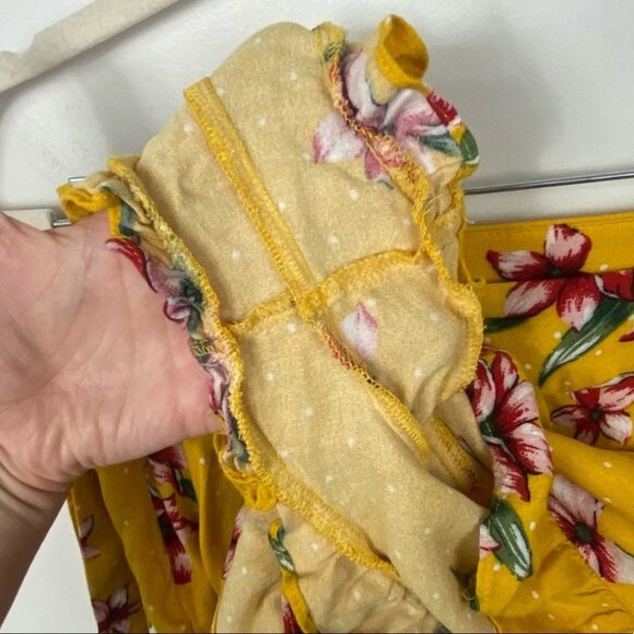 Guess Yellow Floral Wrap Skort Skirt Size Small Tie Waist Zipper Viscose Boho S - Picture 8 of 12